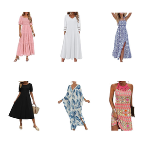Robes d'été décontractées pour femmes adultes, imprimées, en mélange coton/polyester - Haute qualité, vente en gros, marque Guangdong, modèle QZ-076 9999 - Product Image 1