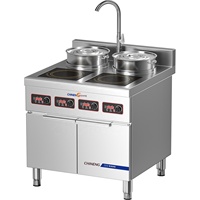 Cuisinière à pâtes multifonctionnelle avancée à levage automatique avec six paniers, gaz et électrique, pour restaurant et pizzeria commerciale