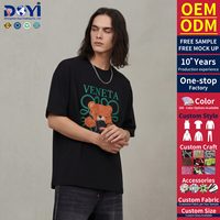 DUYI T-shirt Oversize Unisexe à Manches Courtes, Broderie Florale Motif Ours Photographie, Décontracté, Compressé, Personnalisé OEM ODM, Streetwear 100%