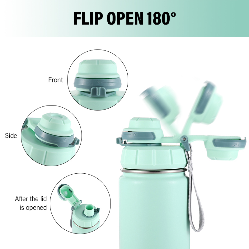 32oz 40oz Custom Logo Wide Mouth Vacuum Flasks Food Grade 18/8 Stainless Steel Water Bottle 1 Liter With Two Lid For Gym