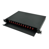 Panel Patch Fiber Optik Geser 12 Port 1U 19 Inch Unit Box ODF FC/UPC Kotak Terminasi Single Mode