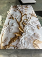 Plaque PVC Marbre Haute Flexibilité 3mm d'épaisseur avec Revêtement UV, Panneau d'Impression 3D 5D, Motif Animal et Floral pour Mur Intérieur