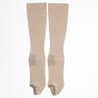 Chaussettes de compression unisexe beige de haute qualité, vente chaude, 15-20 mmHg, anti-embolie, pour varices