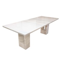 Table à manger en marbre blanc poli rectangulaire, design nordique moderne et luxueux, imperméable, pour villa, appartement et hôtel