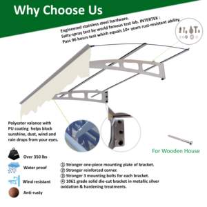 DB 5934W ชุดกันสาดประตูหน้าต่าง W59xD34โพลีคาร์บอเนตแผ่นใสโปร่งแสงหนา0.137นิ้ว/3.5มม. - Product Image 5