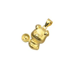 Pendentif en argent S925 signe du zodiaque cochon pour femme, 7-9 mm, pour bijoux en perles DIY, avec placage or, accessoires de support vides, tendance 595 - Product Image 5