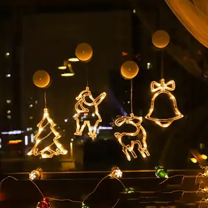 2023圣诞老人发光二极管灯圣诞悬挂电池灯派对星空闪烁亚克力灯窗户圣诞装饰