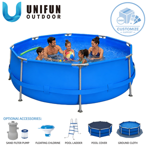Meilleures ventes - <span class=keywords><strong>Piscine</strong></span> hors sol ronde en acier bleu de 300 cm x 76 cm pour la cour arrière, pour le plaisir familial en été - Product Image 1