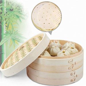 Tapis isolant pour cuisson vapeur, pour appareil à panini chinois, armoire en bambou, alimentaire et sain, 2 niveaux, 1 couvercle - Product Image 3