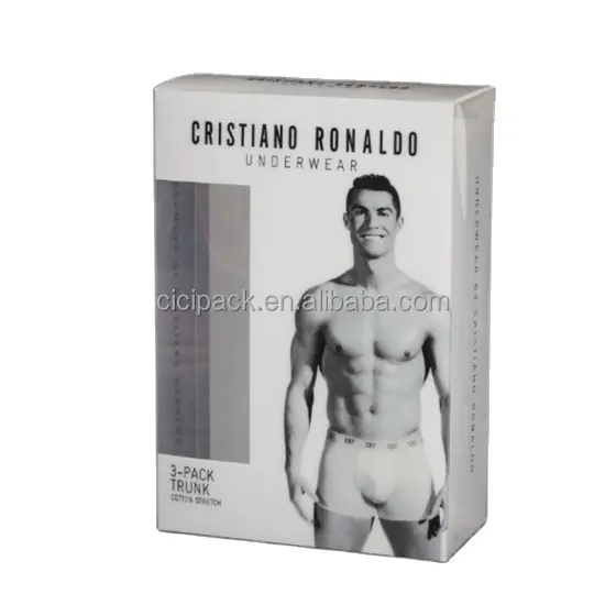 Scatola regalo all'ingrosso scatole per imballaggio di abbigliamento intimo scatola trasparente in PVC per imballaggio di biancheria intima da uomo personalizzata