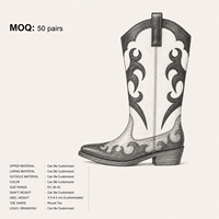 Bottes Western personnalisées en PU bicolore avec broderie, bottes décontractées mi-mollet à bout pointu, style cowgirl, à enfiler