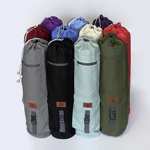 オーガニックコットンヨガマットバッグ高品質2つの収納ポケット調節可能なショルダーストラップジムバッグ旅行ヨガバッグカスタムロゴ - Product Image 6