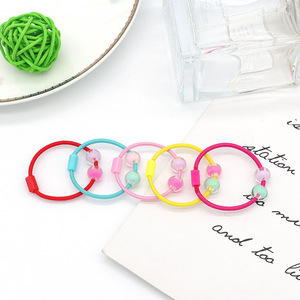 Attaches pour cheveux couleur bonbon avec perles pour enfants et filles, usage quotidien, style corde en caoutchouc, accessoires pour cheveux - Product Image 3