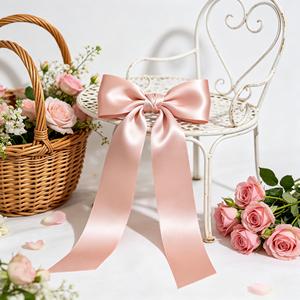 Ruban en satin rose café neutre minimaliste, nœud personnalisé en gros pour boîte cadeau de fête, décoration de bijoux - Product Image 4