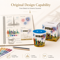 Souvenir touristique de Dubaï, tasses en céramique de luxe, petites tasses à vin en porcelaine isolées sans poignée, personnalisées, sur mesure, ODM, vente en gros