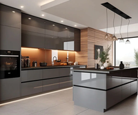 Santopova Ensemble complet personnalisé Armoires de cuisine modulaires modernes en bois prêtes à l'emploi pour la restauration Centre commercial Villa Application