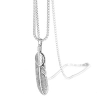 Collier de personnalité hip-hop pour hommes, bijoux européens et américains, en acier inoxydable, avec pendentif en alliage de plume, chaîne en titane