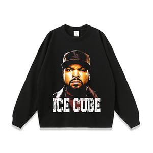 T-shirt ample unisexe à manches courtes, imprimé style rap européen et américain, effet vieilli et délavé, hip-hop - Product Image 2