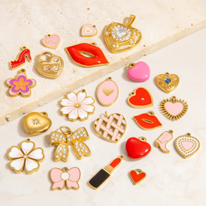Accesorios de bricolaje chapados en oro de 18 quilates, tacones de lápiz labial, abalorios de hermandad de Mujeres de acero inoxidable para la fabricación de joyas - Product Image 1