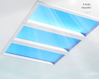 Panneau lumineux LED intelligent et moderne pour bureau et maison, effet ciel bleu ensoleillé, faux plafond vitré, lumière artificielle de puits de lumière