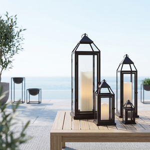 Wholesale Classic <b>Black</b> Metal Handmade Candle Lanterns for Home and Patio Decorations - Product Image 1