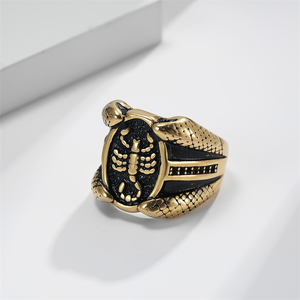 펑크 전갈 디자인 남성 바이커 보석 반지 실버/골드 스테인레스 스틸 전갈 반지 - Product Image 5