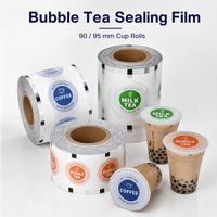 Rouleaux de film PET pour sceller les gobelets de bubble tea, 90 mm, 95 mm, transparent mat, pour utilisation dans les magasins de thé au lait