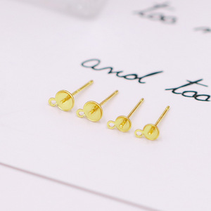 S925 Silver Earring <b>Post</b> 18K Gold Plated <b>Round</b> Shape For Earring Making DIY Jewelry Findings Components - Product Image 2