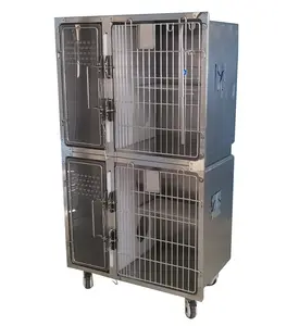 Yüksek kaliteli veteriner paslanmaz çelik kedi Pet bakım kafesi köpek kulübesi kafesi kliniği