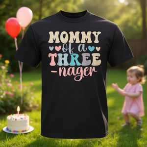 T-shirt bohème assorti pour la famille, pour la troisième anniversaire de maman de trois enfants - Product Image 3