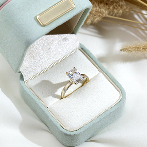 Messi Jewelry MSR-2143 10K Gold Radiant Shape Halo <b>Ring</b> Lab Grown <b>Diamond</b> <b>Ring</b> - Product Image 2