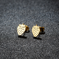 Shaungshuo roestvrij staal PVD verguld schattig klein aardbei fruit moderne damesoorbellen mode-sieraden groothandel