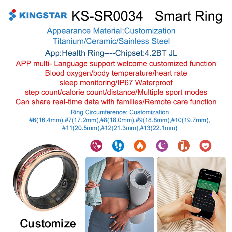 KINGSTAR-SR0034-AI anillo inteligente para salud, sueño y fitness