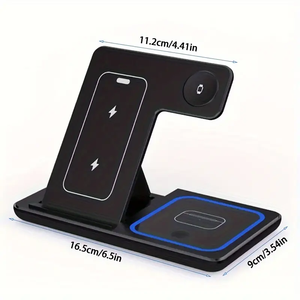 Cargador Inalámbrico 3 en 1 con Soporte de Escritorio Plegable, <span class=keywords><strong>Carga</strong></span> Rápida para <span class=keywords><strong>iPhone</strong></span> 17 16 15, Estación de <span class=keywords><strong>Carga</strong></span> Multifuncional - Product Image 1