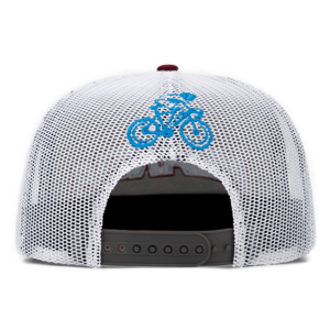 TCAP Custom High Red Nylon Mesh 5panel <b>Flat</b> Embroidered Trucker <b>Hats</b> - Product Image 5