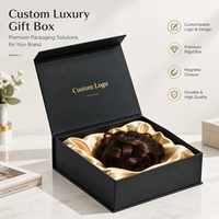 Boîte à perruque noire de luxe avec couvercle magnétique, emballage rigide personnalisé pour extensions et mèches de cheveux, boîte cadeau doublée de satin avec logo