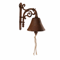 Cloche murale vintage en fonte de style européen, vente en gros directe d'usine, avec cordon de tirage, pour portail de jardin, porche et café