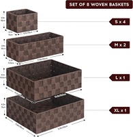 Paniers de rangement tissés en nylon pour l'organisation de paniers cubiques Conteneur Boîtes de rangement assorties pour garde-manger Étagères de bureau Salle multimédia