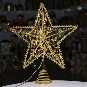 Bintang Puncak Pohon Natal 2026 Besi Tempa Bercahaya Pentagram Seni Modern Eropa-Amerika Dekorasi Natal Hadiah - Product Image 1