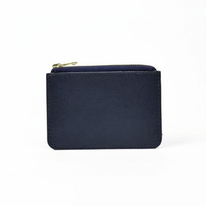VOC Find-cartera de cuero azul marino con cremallera, tarjetero pequeño y suave, hecho a mano, VES-0075 - Product Image 1