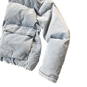 Custom Men Padded Denim Jacket Thick Warm <b>Bubble</b> <b>Coat</b> Quilted Insulated Winter Outerwear Filled Jacket Casual Streetwear OEM - Product Image 3