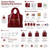 Sac fourre-tout en plastique personnalisé ODM/OEM avec logo, sac de courses en PE épais avec poignée découpée pour les magasins de détail de vêtements en chaîne