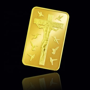 Lingotto d'Oro Puro 24k FS-Craft con Incisione dei Dieci Comandamenti di Gesù Cristo Placcato Oro - Product Image 2