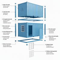 Maison conteneur pliable de 20 pieds, maison préfabriquée détachable, mini-maison modulaire empilable pour habitation ou bureau