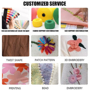 Suéter de cuello redondo de algodón 100%, Jersey de punto con logotipo personalizado, decoración estampada, manga larga, informal, antiretráctil, para invierno, novedad - Product Image 6