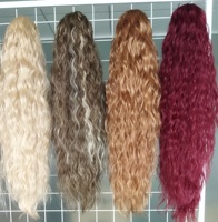 Queue de Cheval à Cordon Synthétique Tendance 26 Pouces, Extensions Capillaires Fluffy Style Yaki avec Filet, Postiche Chignon