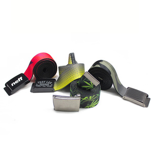 Cinturón de tela de poliéster de color mixto con logotipo personalizado M648934YO, cinturón elástico tejido para hombre. - Product Image 2