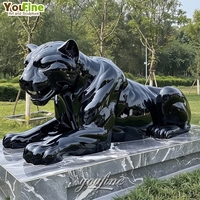 Statue de léopard en marbre blanc sculptée à la main YouFine, taille réelle, sculpture d'animal de jardin pour villa, hôtel de luxe, décoration extérieure