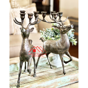 Bougeoir pour centres de table Décor Design élégant Laiton Placage Aluminium Cerf Cerf Bois de cerf Bougeoirs Best Seller - Product Image 2