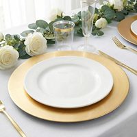 Assiettes de présentation dorées de 13 pouces en plastique, en gros, pour assiettes de table, mariages, fêtes et la Saint-Valentin